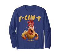 f-caw-f Funny Cow Chicken Manche Longue, Unisexe pour Adultes, Bleu Marine, S