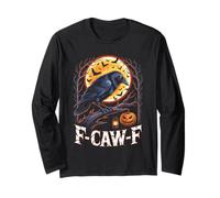 F-Caw-F Halloween Corbeau Moon Funny FCAWF Spooky Vintage Manche Longue