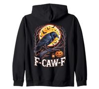 F-Caw-F Halloween Corbeau Moon Funny FCAWF Spooky Vintage Sweat à Capuche