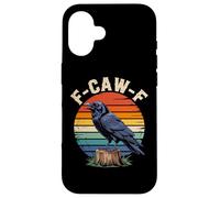 F-Caw-F Raven Moon Gothic Halloween Black Crow Bird Lover Coque pour iPhone 16