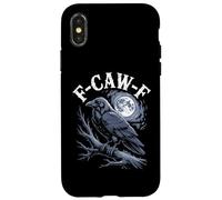F-Caw-F Raven Moon Gothic Halloween Black Crow Bird Lover Coque pour iPhone X/XS