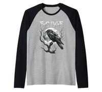 F-Caw-F Raven Moon Gothic Halloween Black Crow Bird Lover Manche Raglan