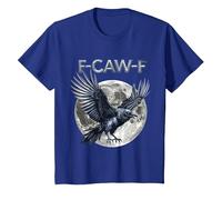 F-Caw-F Raven Moon Gothic Halloween Black Crow Bird Lover T-Shirt, Enfant, Bleu Royal, 8 Ans