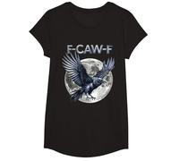 F-Caw-F Raven Moon Gothic Halloween Black Crow Bird Lover T-Shirt, Fille, Noir, S