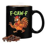 F-Caw-F Tasse à café amusante en céramique F Caw F - Décoration de Noël - Motif poussin - Pour homme, femme, enfant, coq humoristique - Accessoires de bureau amusants - créatifs pour la