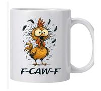F-Caw-F Tasse à café en céramique avec message secret F*k Off - Motif coq en colère - Cadeau sarcastique pour homme et femme - Blanc I