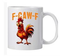 F-Caw-F Tasse à café en céramique avec message secret F*k Off - Motif coq en colère - Cadeau sarcastique pour homme et femme (blanc, M)