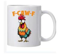 F-Caw-F Tasse à café en céramique avec message secret F*k Off - Motif coq en colère - Cadeau sarcastique pour homme et femme (Blanc O)