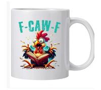 F-Caw-F Tasse à café en céramique avec message secret F*k Off - Motif coq en colère - Cadeau sarcastique pour homme et femme - Blanc P