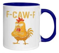 F-Caw-F Tasse à café en céramique avec message secret F*k Off Motif coq en colère, cadeau sarcastique pour homme et femme (blanc D)