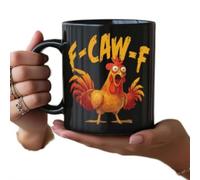 F-Caw-F Tasse à café en céramique avec message secret F*k Off - Motif coq en colère - Cadeau sarcastique pour homme et femme (noir B)