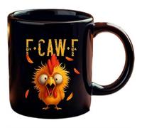 F-Caw-F Tasse à café en céramique avec message secret F*k Off - Motif coq en colère - Cadeau sarcastique pour homme et femme (noir A)