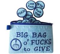 F*CKS big Bag Zip Bag, f*CKS Zip Bag, Contient 9/17 pièces de Monnaie différentes, drôle f * CKS différent f * CKS Sac, pour Geiger Cadeau, Cadeau d'anniversaire Cadeau de Noël (Blue-17Pcs)