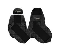 F-CORE Housses de Siege Camion compatibilité pour Scania R P G 01.05-12.16 R NEXTGEN 01.17- conducteur intégré Passager réglable Noir