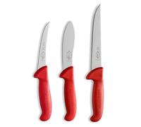 - F. Dick 82556100 ErgoGrip « Jagd Indoor » Lot de 3 couteaux (couteau à désosser, lame arquée 13 cm, couteau à dépecer 13 cm, couteau à découper 18 cm, HRC 56°