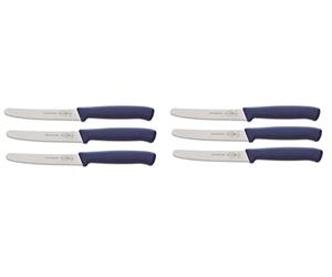 F. Dick ProDynamic Ensemble de couteaux universels 6 pièces à lame crantée (couteau de cuisine bleu, longueur de lame 11 cm, couteau universel, lame en acier X55CrMo14, dureté 56° HRC) 85015112-12