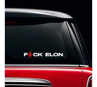 F Elon Musk Autocollant anti-Elon pour pare-chocs, Elon Went Crazy Hate Musk Tesla Model X Y 3 S Accessoires en vinyle (éclair rouge)