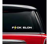 F Elon Musk Autocollant anti-Elon pour pare-chocs, Elon Went Crazy Hate Musk Tesla Model X Y 3 S Accessoires en vinyle (éclair jaune)