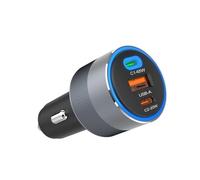 F-ENERGY Chargeur allume-cigare 2 x type C + USB A PD QC4.0 SFC2.0 3A 85W en gris