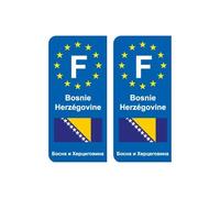 F Europe Bosnie-Herzégovine Bosnia and Herzegovina 2 sticker autocollant plaque - Angles : arrondis