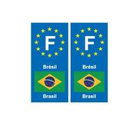 F Europe Brésil Brazil 2 autocollant plaque - Angles : droits
