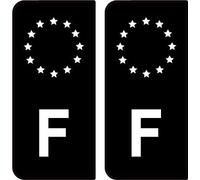 F Europe étoile Blanche Autocollant Plaque immatriculation Auto Voiture Sticker, Couleur : Noir, Angle : Arrondi