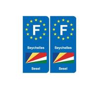 F Europe Seychelles autocollant plaque - Angles : arrondis