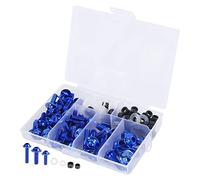 F FIERCE CYCLE 158pcs Kit de Boulon Vis Carénage Moto Écrou Clip Fixation Pare-brise Carrosserie Bulle Moto Bleu