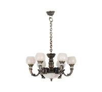 F Fityle 1/12 Dollhouse 6 Bras Lustre Lampe Suspendue Modèle Micro Paysage Ornements Maison Poupée Accessoires Décoration Salon Luminaires, le cuivre