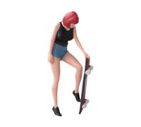 F Fityle 1/64 figurines miniatures mini personnes Figurine Résine Skateboard Girl People Figure pour Diorama Model Train Micro Landscape Decor