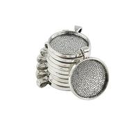 F Fityle 10pcs Métal Rond Plat Pendentif Plateaux Bases Vierges Paramètres 30mm Cabochon Bricolage