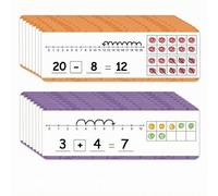 F Fityle 16 Pièces Cartes D'Apprentissage Des Maths Cartes Éducatives Cartes de Comptage Cartes de Soustraction Cartes D'Addition Double Face Effaçables En Pap, 2 pièces