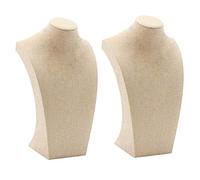 F Fityle 2 Pièces Collier Affichage Buste Bijoux Présentoir Support, Lin Beige - 115 * 200mm & 175 * 290mm