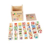F Fityle 27 pièces blocs de l'alphabet en bois blocs Abc en bois jouet d'apprentissage de comptage pour les tout-petits filles garçons enfants apprenant