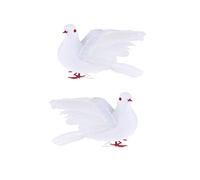 F Fityle 2pcs Colombe Blanche De Mariage De Plumes De Mousse Artificielle Décorative d'oiseaux D'ornement Décor ~ Volant