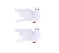 F Fityle 2pcs Colombe Blanche De Mariage De Plumes De Mousse Artificielle Décorative d'oiseaux D'ornement Décor ~ Volant