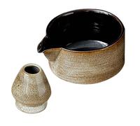 F Fityle 2x Bol matcha traditionnel et repos Chasen, japonais en céramique moderne faite à la main, tasse de bol de bouillie de salade et, Blanche