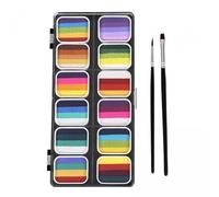 F Fityle 2x Palette de Peinture pour Le Visage de Maquillage de Peinture Artistique avec 12 Peintures à Base D'eau Pratique pour La Fête Au,