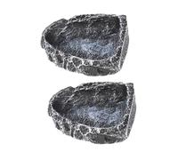 F Fityle 2X Reptiles Plats à Eau Bols de Nourriture alimentant la Vaisselle Plateaux d'aliments d'angle mangeur pour Grenouille Gecko Crabe, Rectangle
