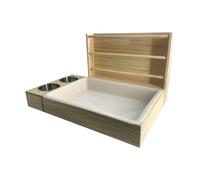 F Fityle 3 en 1 Mangeoire à Foin de Lapin avec Bac à Litière, Mangeoire Multifonction Facile à Nettoyer en Bois, Jouet de Recherche de Nourriture pour Lapin/Cobaye/Chinchillas/Hamster