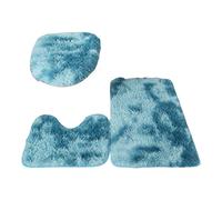 F Fityle 3 pièces Ensemble de Toilette Doux en Trois pièces, avec Couvercle de Couvercle de Toilette Tapis Accessoire de Salle de Bain Ensemble de Tapis de, Bleu foncé
