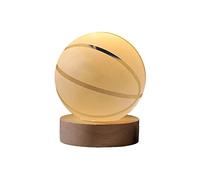 F Fityle 3D Boule de Verre veilleuse Base en Bois Lampe de Table veilleuse Lampe de Chevet Lampe à LED Jouets d'apprentissage pour Bureau décoration Adultes, Basket-Ball