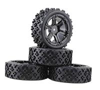 F Fityle 4 Packs de Roue Hexagonale 12mm RIMS En Caoutchouc Ensemble pour Remo 1631 RC Buggy Camion de Monstre de Voiture Hors Route, Noir
