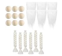 F Fityle 6 Pièces Prédécoupées GNOME Barbe Costume Barbe Nain Barbe GNOME Barbe 6 Pièces Petites Boules en Bois Inachevées pour Décoration de, Blanche
