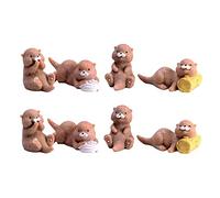 F Fityle 8 Pcs Belles Miniatures Loutres Figurines Petits Animaux Forme Statue Décorative Artisanat Décor de Bureau pour Toppers Jardin Accessoire