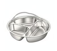 F Fityle Assiette Inoxydable Plateau Compartimenté Plateau Vapeur Plateau Divisé Compartiment Résistant à la avec Poignée Pratique Adaptée à la Gestion des, Poignée 316 3 Comp