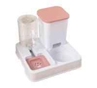 F Fityle Automatique Cat Feeder Double Bowl Anti-Renversement Amovible 2 1 Dispensateur d'eau pour Les Petits Animaux de pour Chiots, Rose Blanc