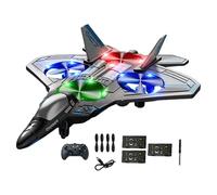 F Fityle Avion télécommandé avec lumières LED colorées, planeur de à 360°, cadeau pour enfants, jouet volant d'extérieur portable, Bleu