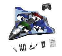 F Fityle Avion télécommandé facile à jouer, avion de chasse lumineux portable, jouet d'extérieur pour garçons, cadeau d'anniversaire, Pile Simple Bleue