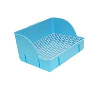 F Fityle Bac à Litière Lapin en PP avec Grille Métallique Amovible, Boîte à Litière de Toilettes en Cage, Plaquette de Lit Anti-Éclaboussures pour Petits Animaux, Cochon d'Inde, Lapin, Furet, Bleu